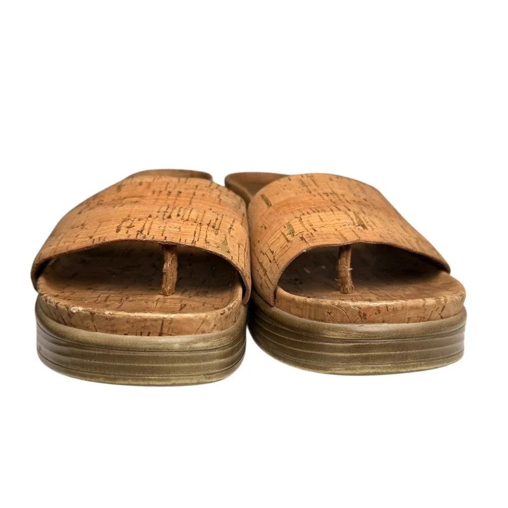 Donald J‎ Pliner Fiji Cork Gold Platform Slide Sandals 8.5